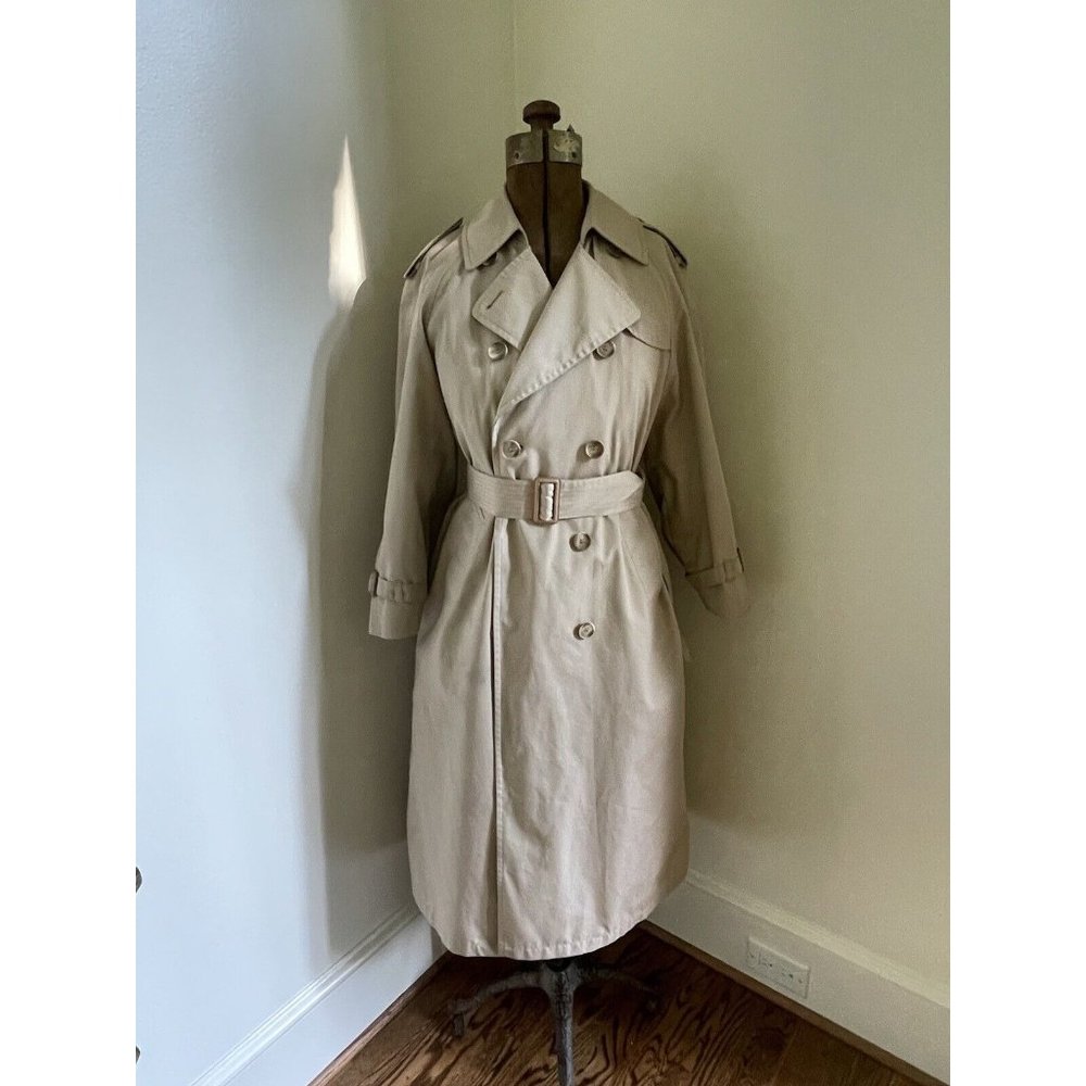 London Fog Trench Coat Removable Lining 10R Original Belt Retro Estate Vintage